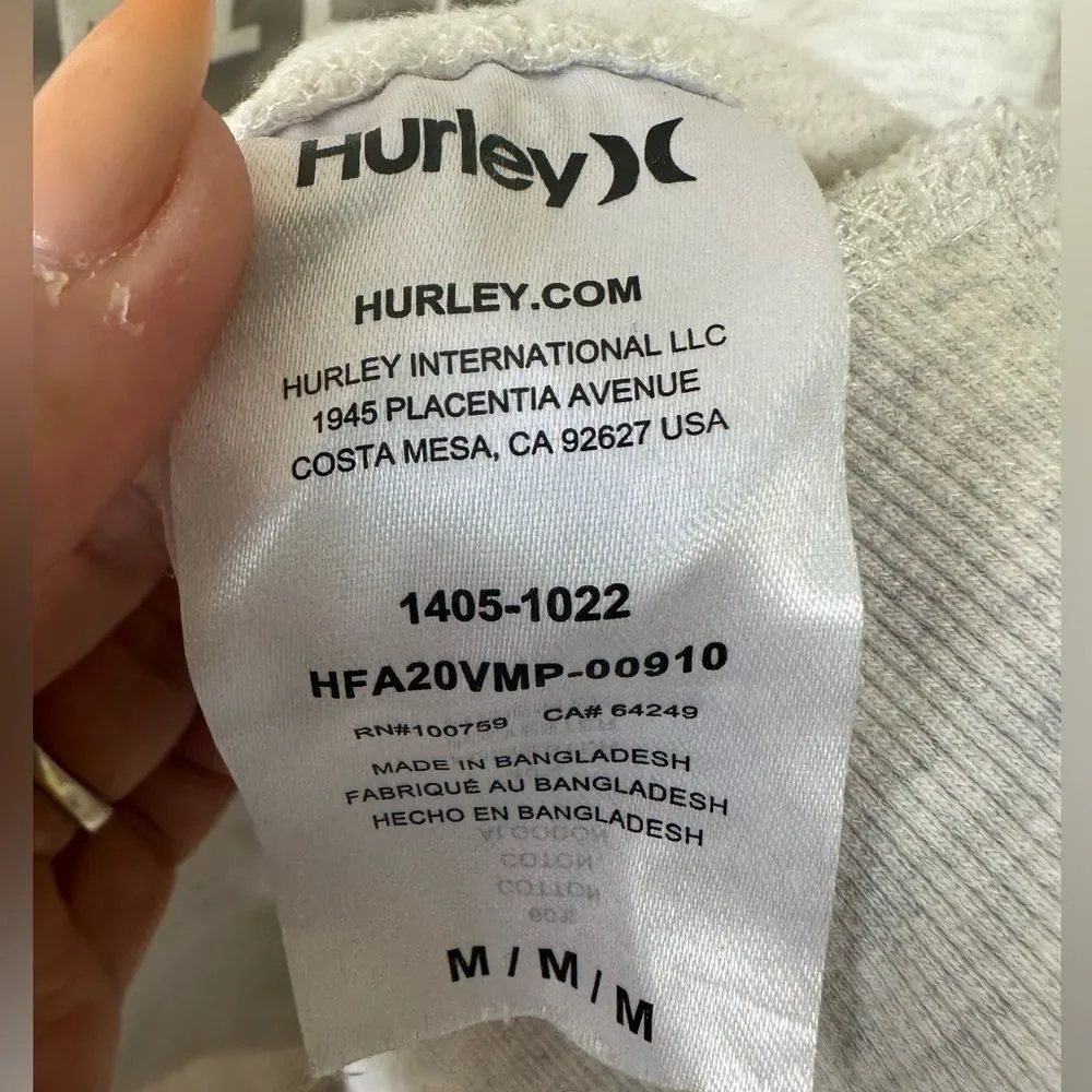 Hurley Iridescent Front Branding Unisex Pullover Hoodie Kangaroo Pockets Medium